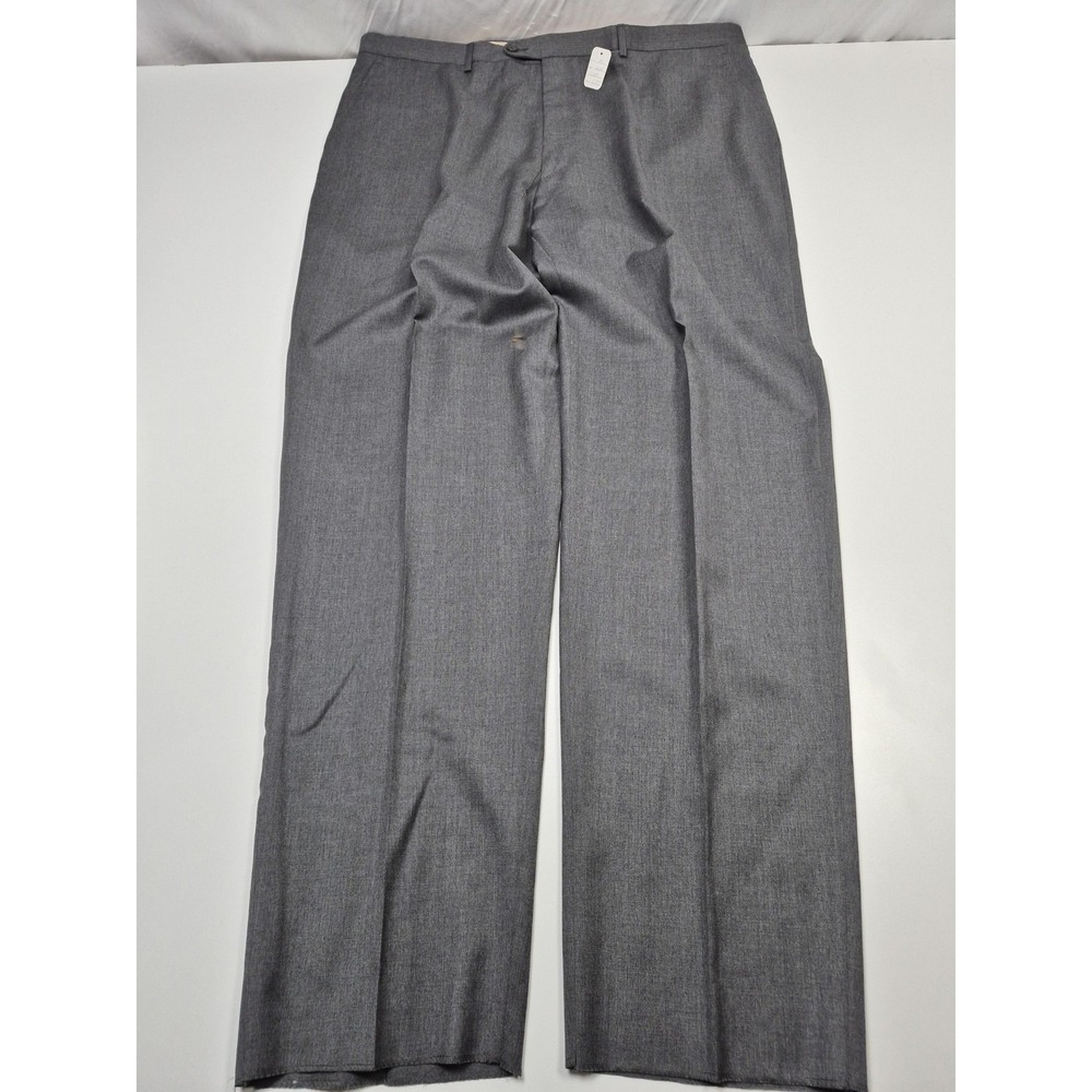 Zanieri Dress Pants Mens 44x36 Gray Wool Flat Front Straight Unhemmed Italy NWOT
